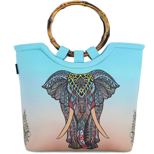 Lunch Bag Tote Bag by QOGiR - Large Reusable Insulated Neoprene lunch Bag with Inside Pocket - Perfect for Women Girls (Elephant) 